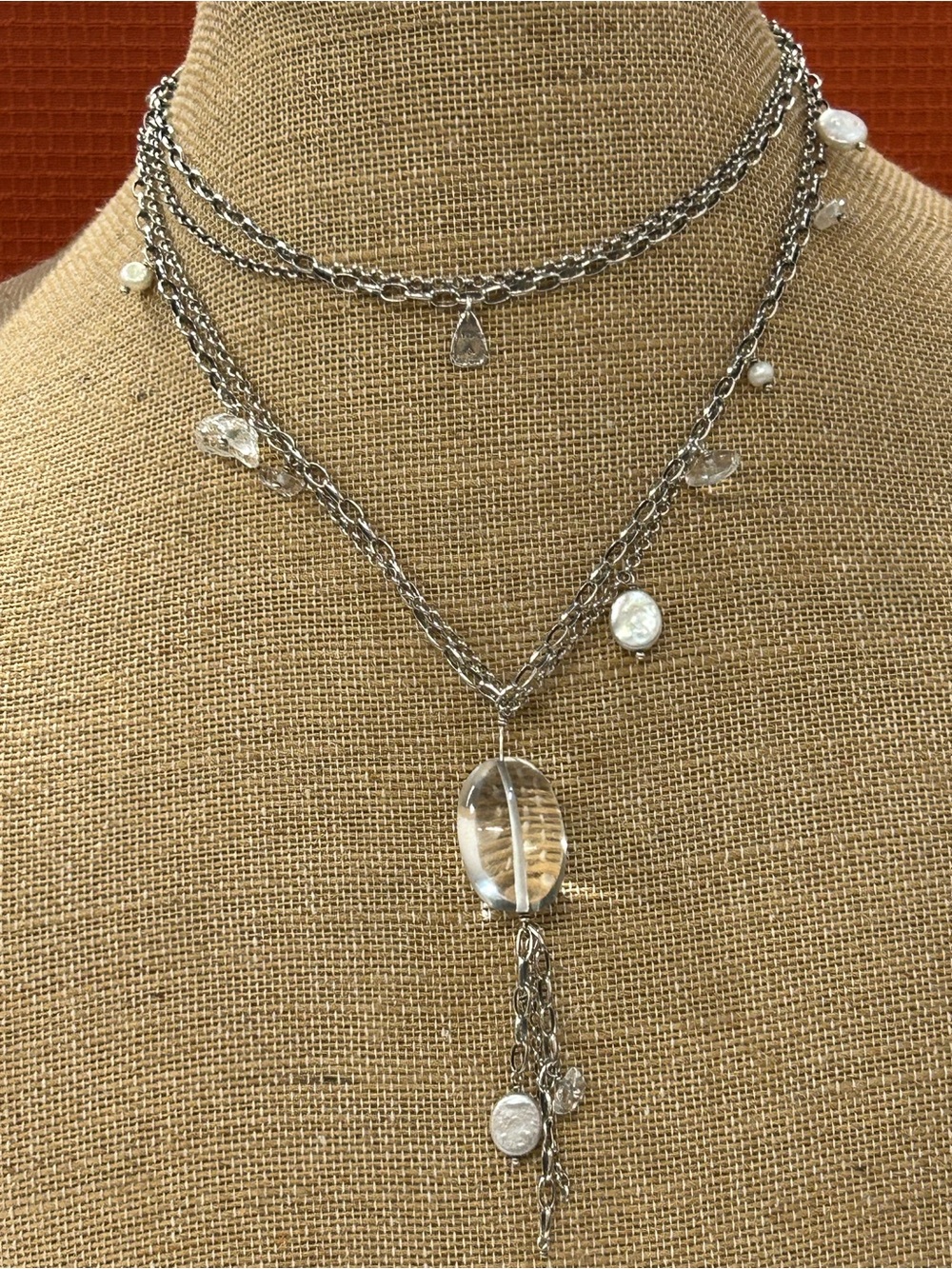 Silpada retired Stardust sterling silver clear rock crystal tassel necklace